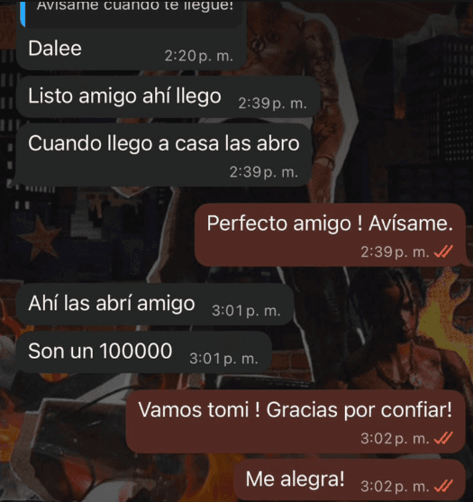 Cliente al abrir el pedido: «Son un 100000»