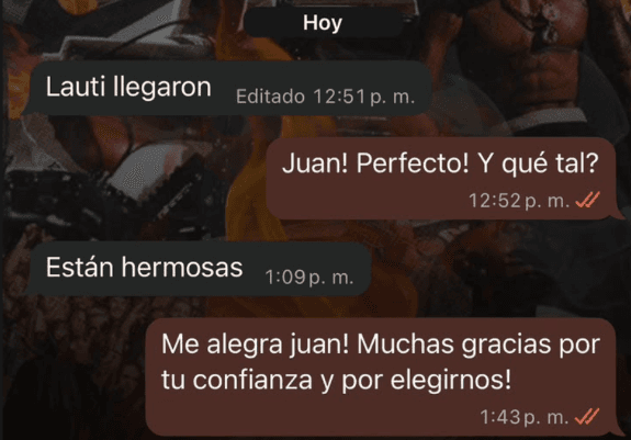 Cliente confirma que le llegaron: «Están hermosas»